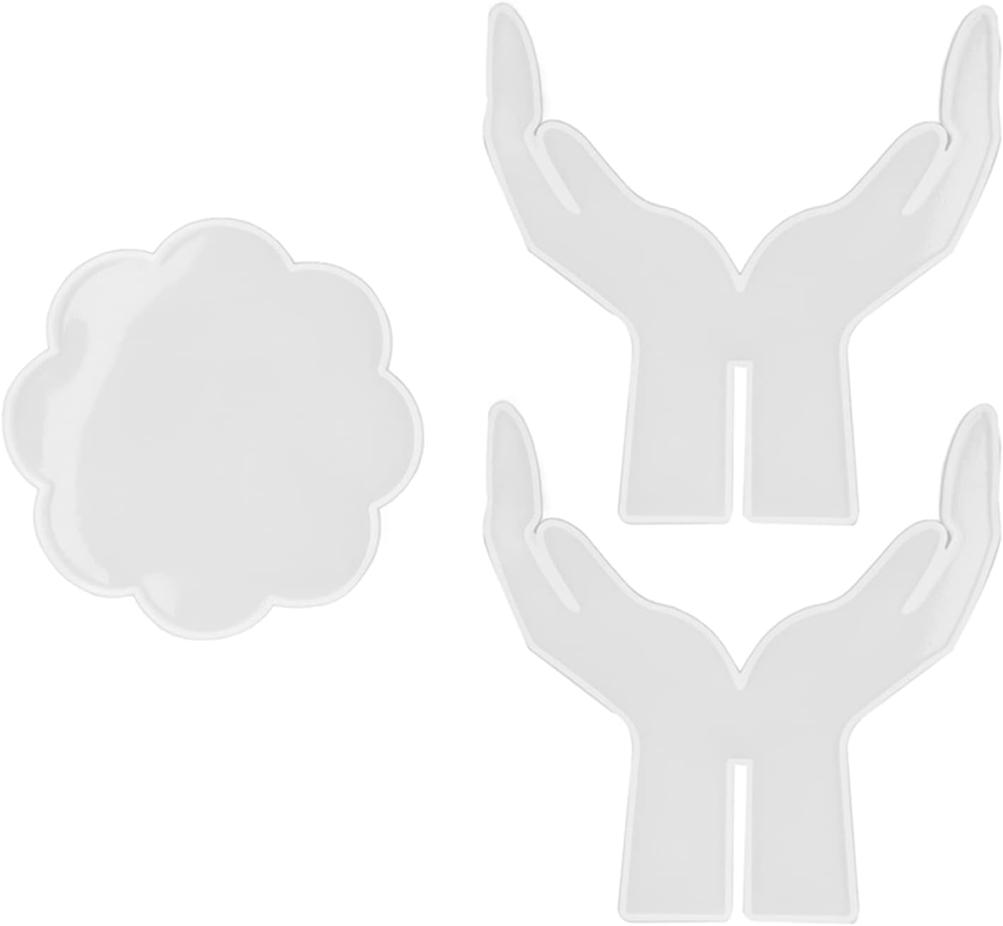 3Pcs DIY Silicone Flower Pot Shelf Mold Easy Demoulding Unique Shape Suitable for Resin Crafts (Double-Hand Flat pad Mold 60-742)