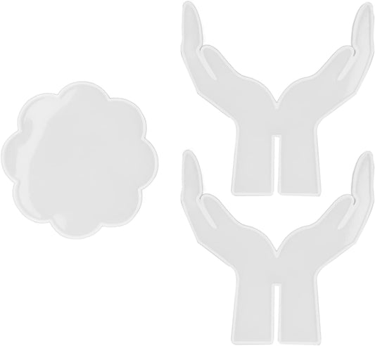 3Pcs DIY Silicone Flower Pot Shelf Mold Easy Demoulding Unique Shape Suitable for Resin Crafts (Double-Hand Flat pad Mold 60-742)