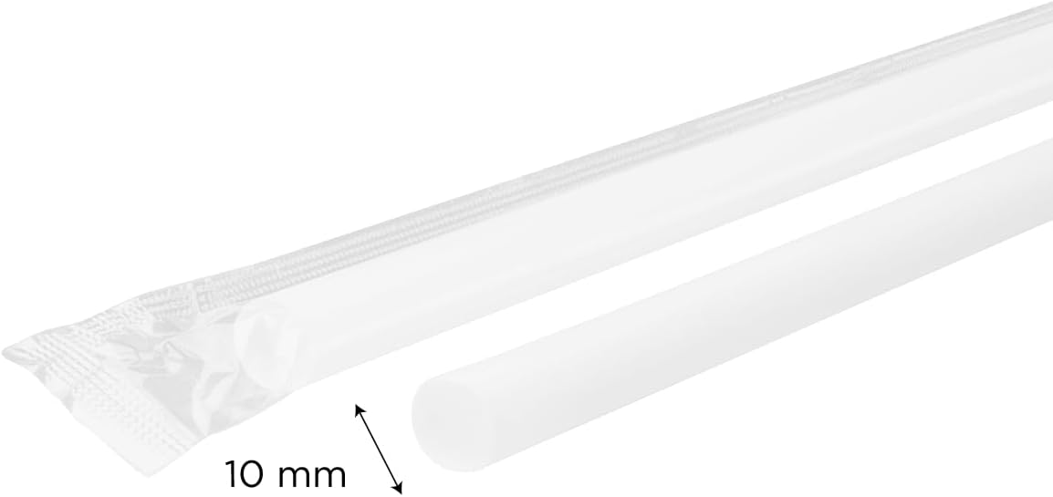 Karat 9" Boba Straws(10mm Diameter), Poly-Wrapped, Assorted Solid Colors (White)