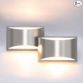 Aipsun Nickel Modern LED Wall Sconce Hardwired Indoor Wall Lights Set of 2 Up by Aipsun