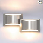 Aipsun Nickel Modern LED Wall Sconce Hardwired Indoor Wall Lights Set of 2 Up by Aipsun