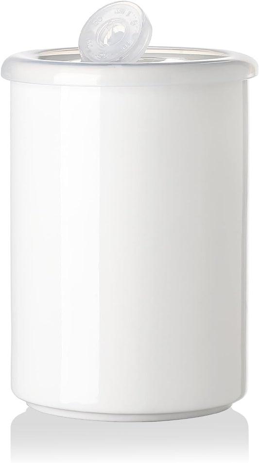 Sweejar Ceramic Food Storage Jar, Salt Container with Airtight Plastic Lid & Date Tracker, 28 Oz Kitchen Canisters for Flour, Rice, Sugar, Coffee, Spices, Pantry Organization (White)