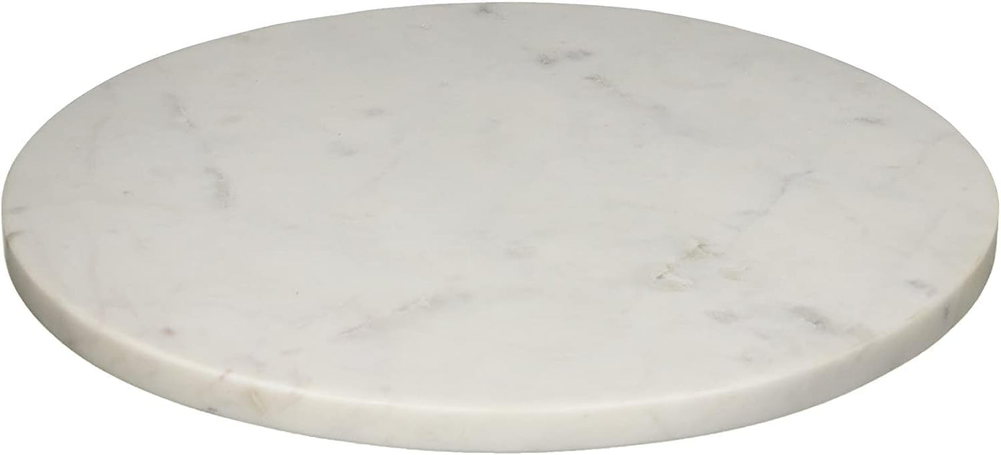 Multi-Purpose Round Shape Marble Cheese Tray | Cutting Board. Solid Large White With Non-Slip Feet For Stability & Scratch Protection. Easy To Clean,Trivet,White (11x11x0.5 Inches)