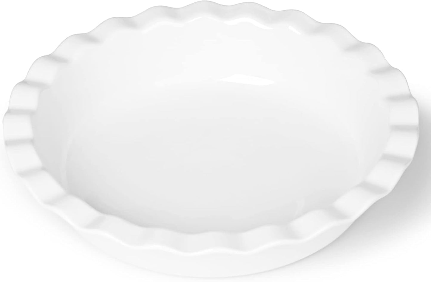 ONTUBE 10.5-Inch Deep Pie Pans 50oz, Ceramic Large Round Pie Tins for Baking, (White, 1 Pieces)