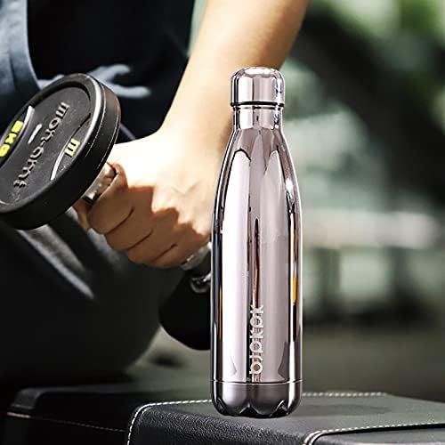BJPKPK 17oz Insulated Stainless Steel Water Bottles,Sports Water Bottles Keep Cold for 24 Hours and Hot for 12 Hours,BPA Free for Travel,Silver miner