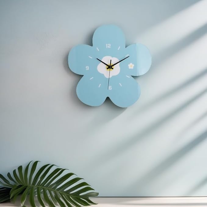 12 Inch Blue Flower Wall Clock Petal Design Wall Clock Silent Non Ticking Clock - Image 4