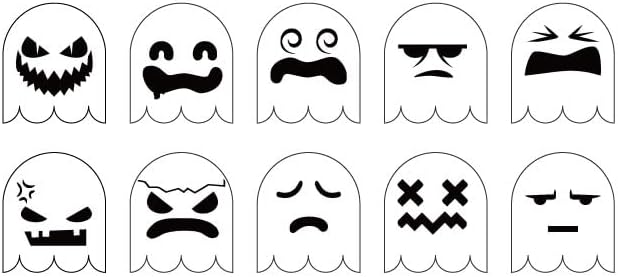 Halloween Ghost Faces Cookie Cutter and Stencil Set Bundle Kit PYO Cookies Paint Your Own Diy Bakery Fondant Sugar Happy Birthday Wedding Baby Candle Kids Painting Coloring Pages Comb (Ghost Faces)