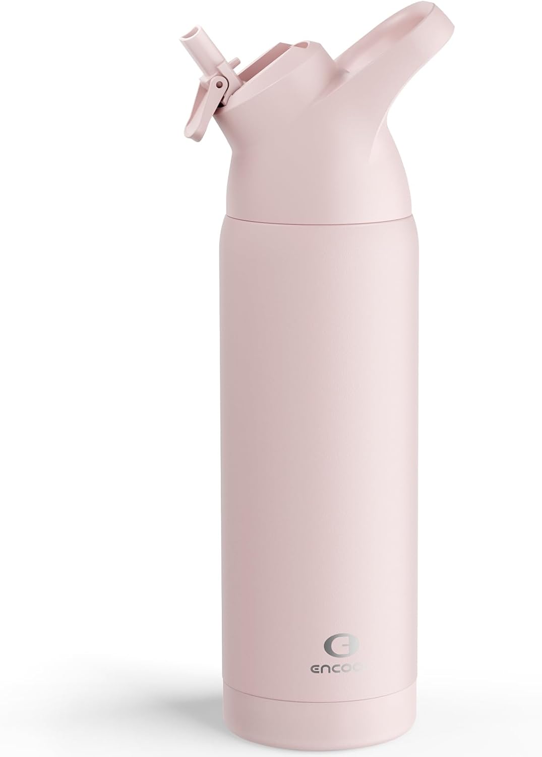 Insulated Water Bottle with Straw - Encool Stainless Steel Water Bottle, Reusable Leakproof and BPA-Free for Sports, Travel, Cold for 24 Hours, 24 oz, Cotton Candy