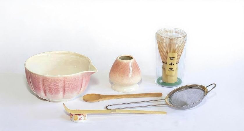 Matcha Whisk Set – 7 Pcs Japanese Tea Set with Bowl, Bamboo Whisk, Scoop, Holder, Sifter – Traditional Matcha Kit for Ceremony, Gift for Matcha Lovers