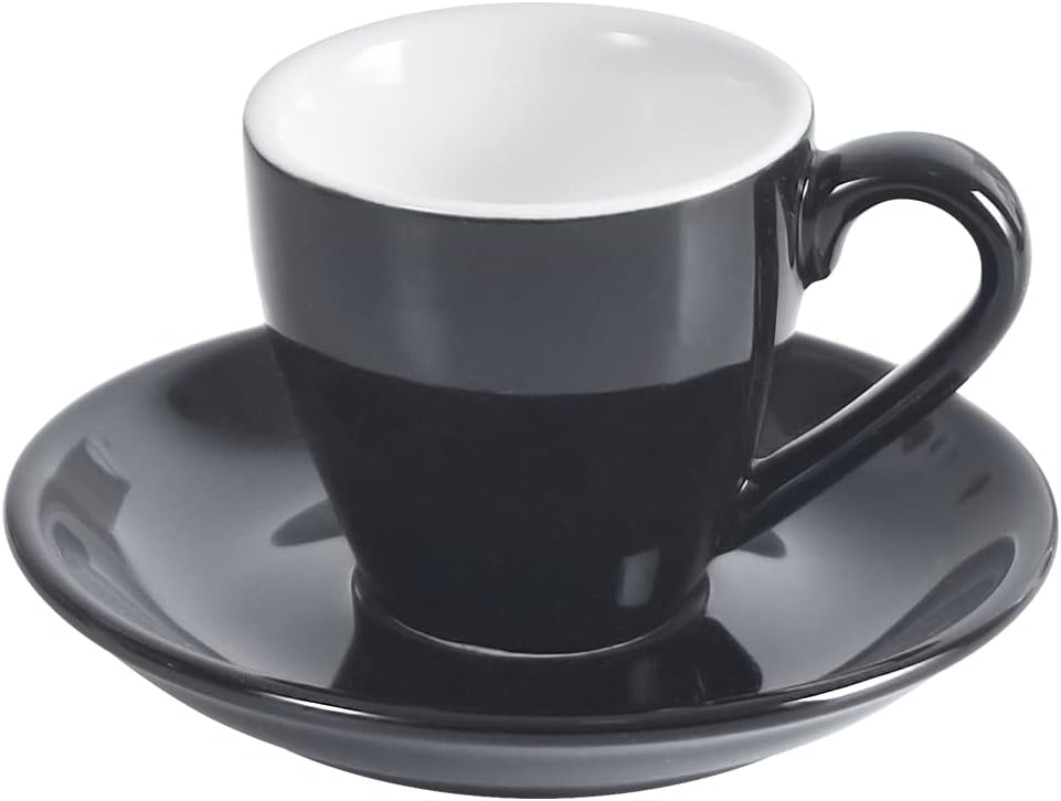 Porcelain Espresso Cup with Saucer, Espresso shot Cup, 80ml/2.7Oz, Black…