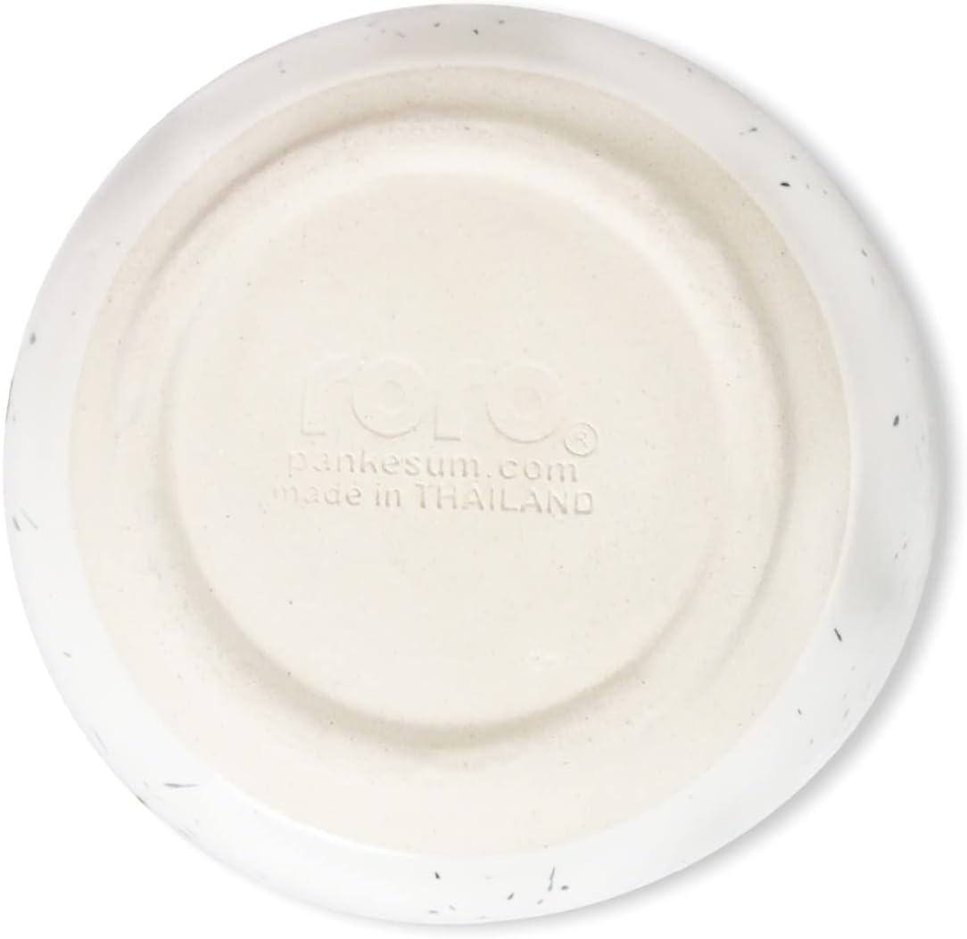 roro Handcrafted 4.5" Ceramic Miso | Rice Bowls, Set of 2 - White Matte Speckled Stoneware - Perfect for Soups