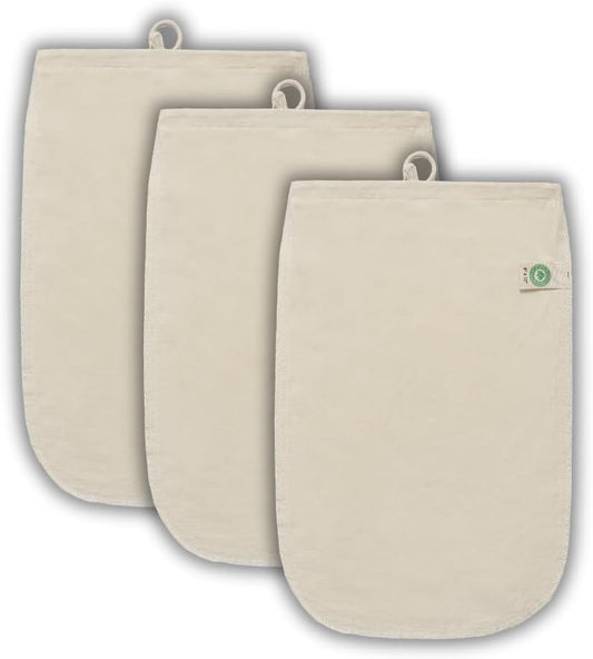 3 Pack Reusable Cold Brew Coffee Bags - 100% Organic Cotton Reusable Cold Brew Coffee Filters Bags - Large Coffee Sock Filters - Mason Jar Cold Brew Bags - Washable Coffee Filter Pouch (Large 12"x8")