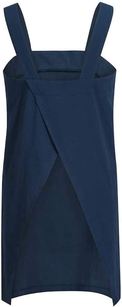 YESDOOD Cotton Linen Apron Cross Back Apron for Women with Pockets Pinafore Dress for Baking Cooking