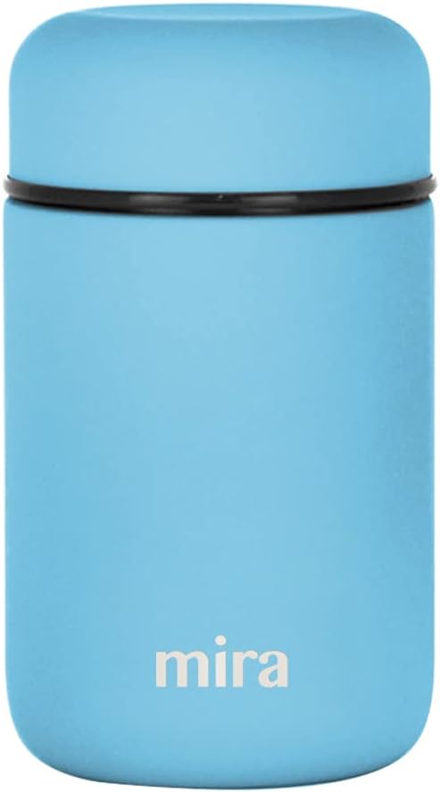 MIRA Insulated Food Jar Thermo for Hot Food & Soup, Compact Stainless Steel Vacuum Lunch Container for Meals To Go - 13.5 oz, Pearl Blue