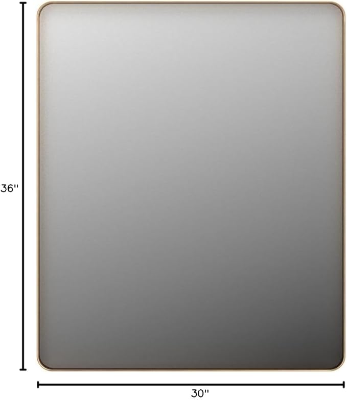 LOAAO 30”X36” Gold Bathroom Mirror, Rounded Rectangle Gold Frame Mirror - Image 9