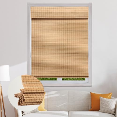SEEYE Cordless Bamboo Roman Shades, Roll Up Blind Privacy Shade - Image 8