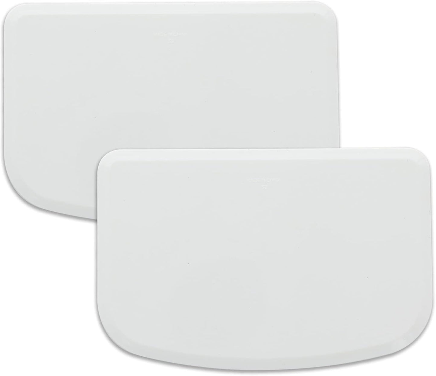 Plastic Bench Scraper for Baking - 2 White Bowl Scraper - Flexible Food Safe Dough Scraper Multipurpose Good Grip Curved and Flat Edge Dough Cutter - Essential Pan Scraper for Kitchen Use - RamPro