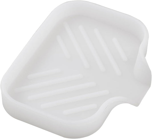 Silicone Bathroom Soap Dishes with Drain Spout-Bathroom and Kitchen Sink Organizer,Sponge Holder,Dish Soap Tray,Perfect for Dispenser,Scrubber,Bottle,Cup on Counter Translucent 4.9"×3.2"