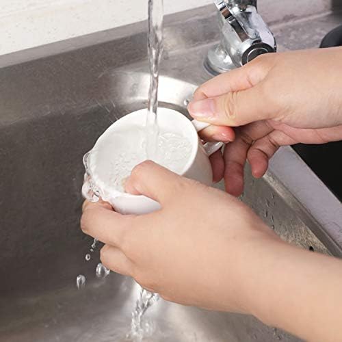 Sweejar Porcelain Espresso Cup & Saucer Set, Stackable Demitasse Cups with Metal Stand, 2.5 OZ for Latte,Coffee,Cafe Mocha,Tea, Set of 6(White)