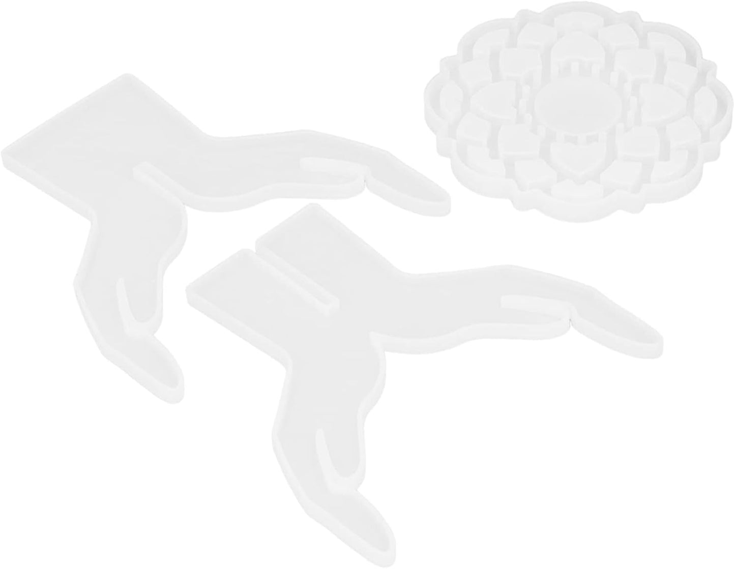 3Pcs DIY Silicone Flower Pot Shelf Mold Easy Demoulding Unique Shape Suitable for Resin Crafts (Double-Hand Hollow Cushion Mold 60-743)