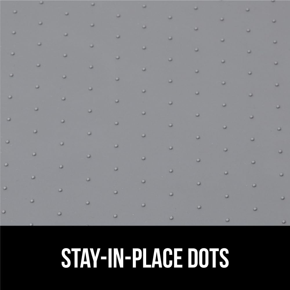 GORILLA GRIP Waterproof Silicone Under Sink Mat with Raised Lip for Kitchen and Bathroom, Cabinet Shelf Liner Stay in Place Mats Dishwasher Safe Drawer Liner, Organizer Tray, 19 x 34 in, Gray