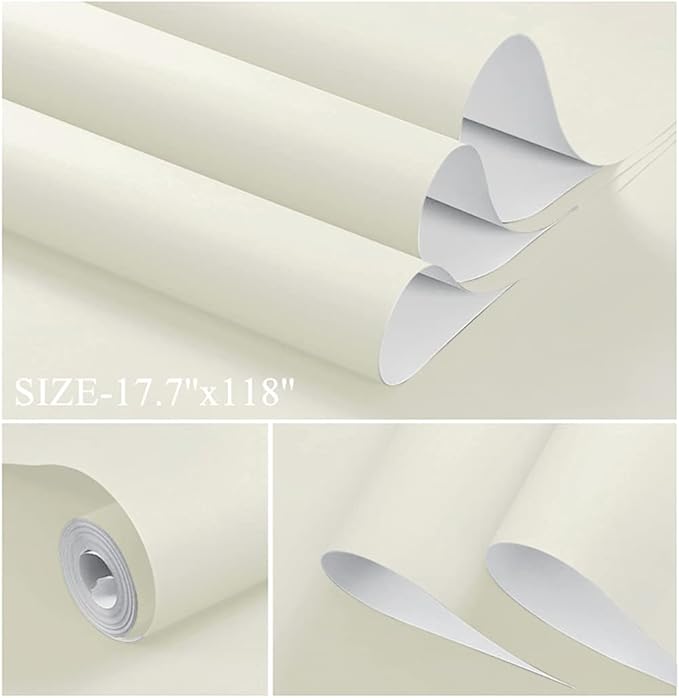 Dimoon 118''x17.7'' White Peel and Stick Wallpaper Contact Paper Modern Self - Image 2