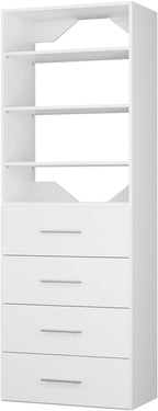 ROOMTEC Modular Closet System, 19.5" 4 Drawer Shelf Closet Tower Wall-Mounted - Image 9