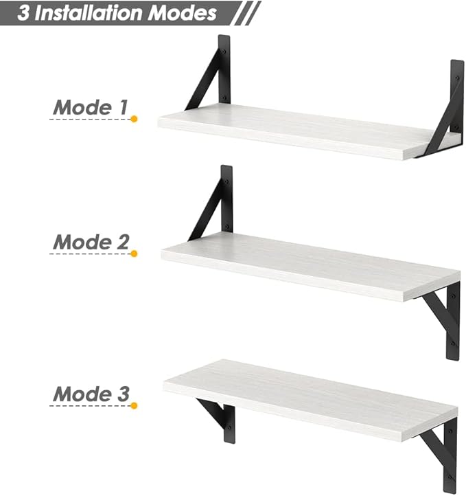 Forbena White Floating Shelves for Wall Decor Set of 3, 17 x 6 Inches Bathroom - Image 7