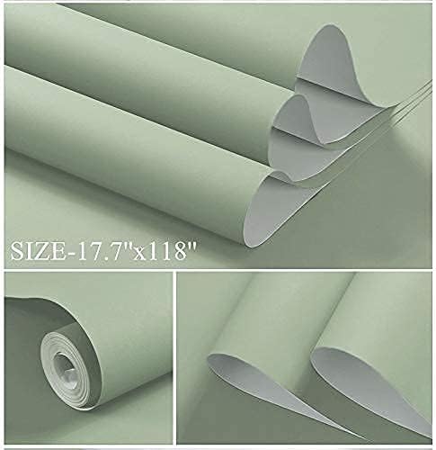 Dimoon 590''x17.7'' Green Peel and Stick Wallpaper Contact Paper Modern Self - Image 3