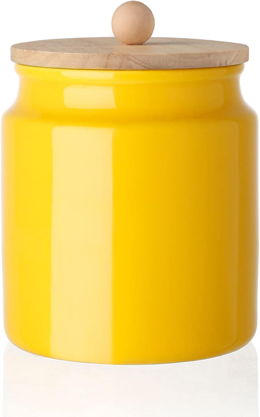 Sweejar Ceramic Kitchen Canisters, 28 FLOZ Porcelain Food Storage Jar with Airtight Seal Wooden Lid, Home Container Serving for Coffee Beans, Tea-leave, Sugar, Salt and More, Tool Bucket (Yellow)