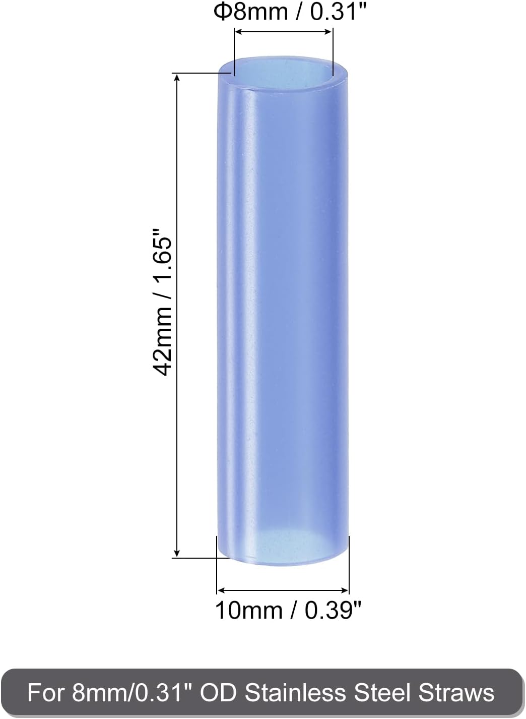 uxcell 20Pcs Silicone Straw Tips, Metal Straw Covers, Soft Reusable Straws Tips Fit for 8mm/0.31" OD Stainless Steel Straws (Blue)