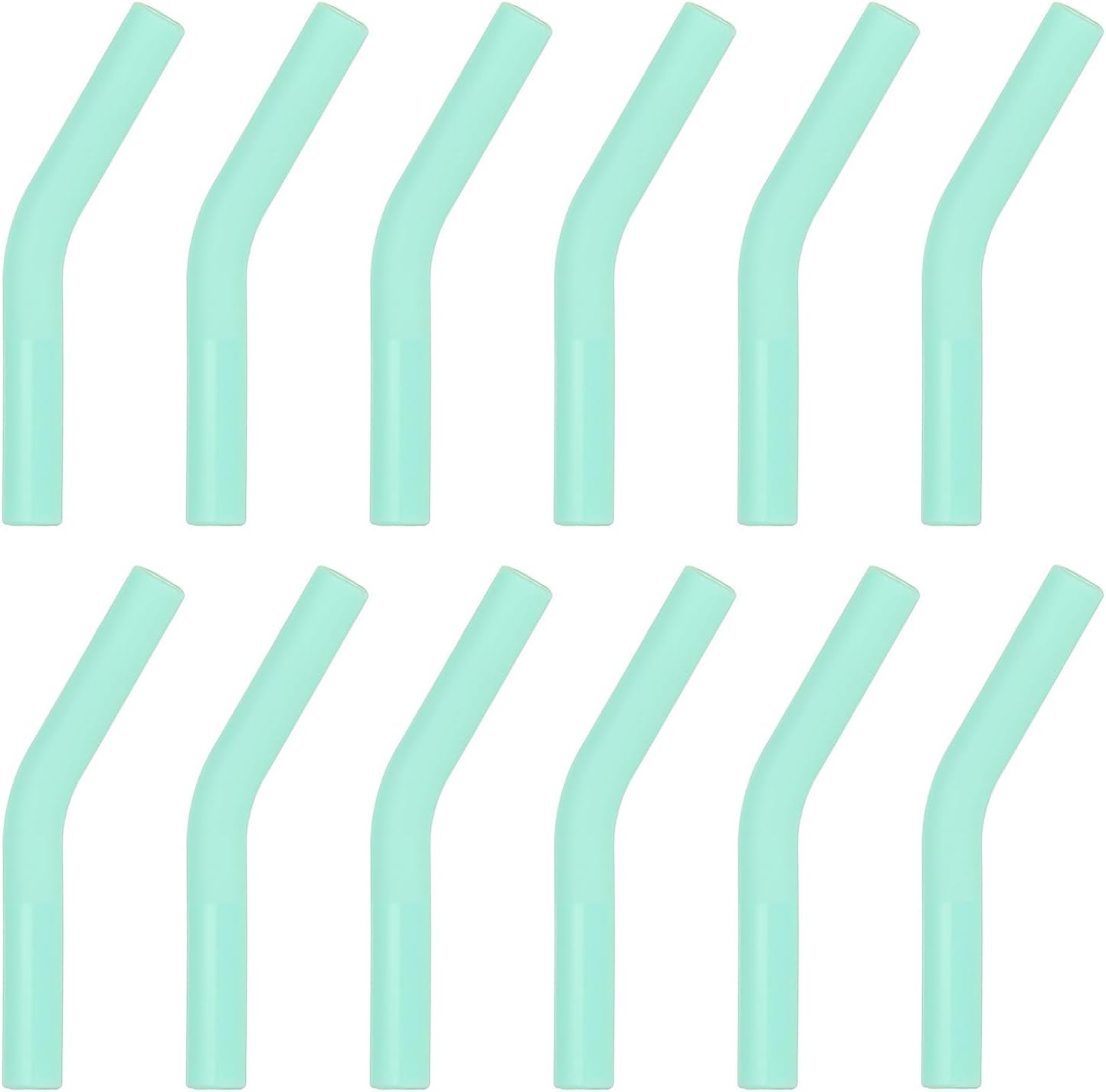 uxcell 12Pcs Silicone Straw Tips, Silicone Straw Elbows Tip, Soft Reusable Metal Straw Covers Fit for 8mm/0.31" OD Stainless Steel Straws, Mint Green