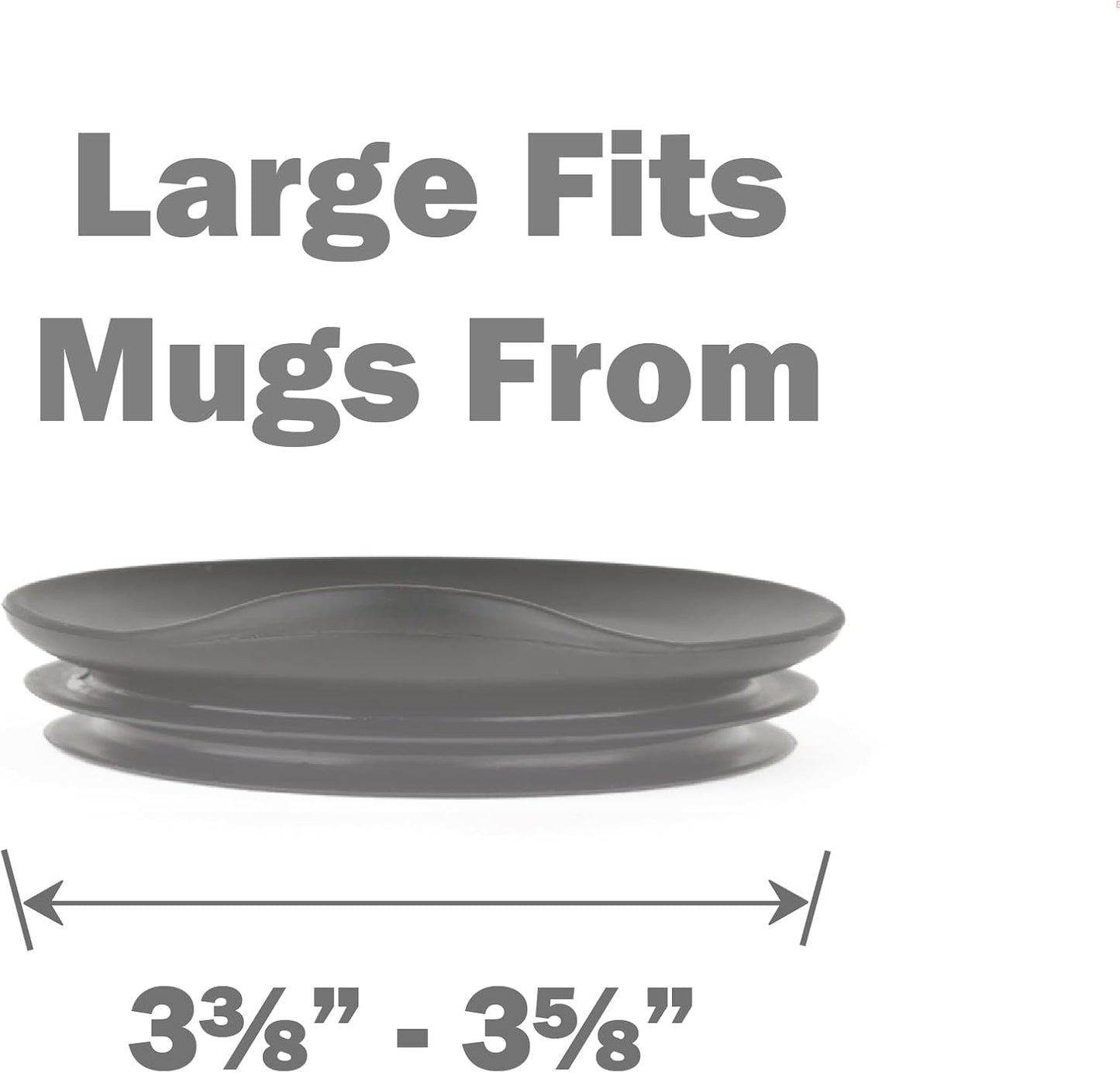 Reusable Coffee Cup Silicone Lid – Fits Most Tumbler, Water Bottle, & Ceramic Coffee Mug Between 3⅜”-3⅝” – Dishwasher-Safe Travel Mug Lid keeps your beverage in your mug (Large - Grey)