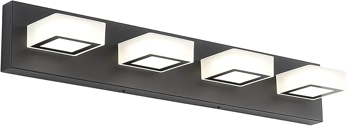 Ralbay Modern LED Black Vanity Lights 4 Lights Acrylic Bathroom Vanity Lighting by RalbayLighting