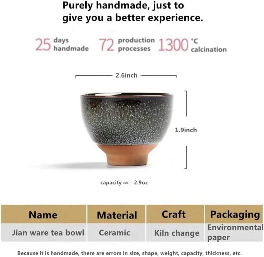 Better-Love 6PCS Handmade Ceramic Espresso/Tea/Sake Cup Gift Set (2.5oz) - 6 Colors, Chinese Pottery Teacups & Japanese Style Cups