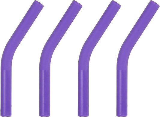 uxcell 4Pcs Silicone Straw Tips, Silicone Straw Elbows Tip, Soft Reusable Metal Straw Covers Fit for 6mm/0.24" OD Stainless Steel Straws, Purple