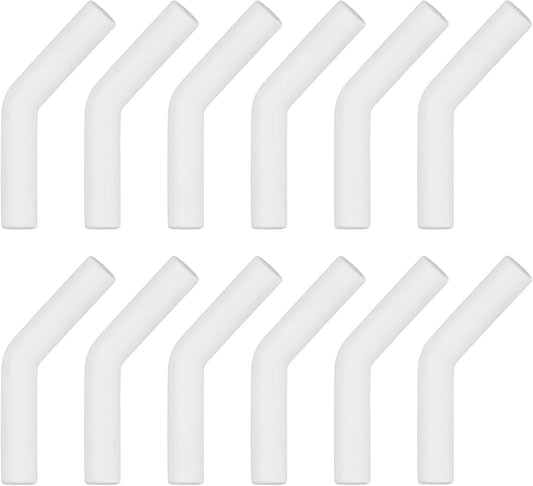 uxcell 12Pcs Silicone Straw Tips, Silicone Straw Elbows Tip, Soft Reusable Metal Straw Covers Fit for 10mm/0.39" OD Stainless Steel Straws, White