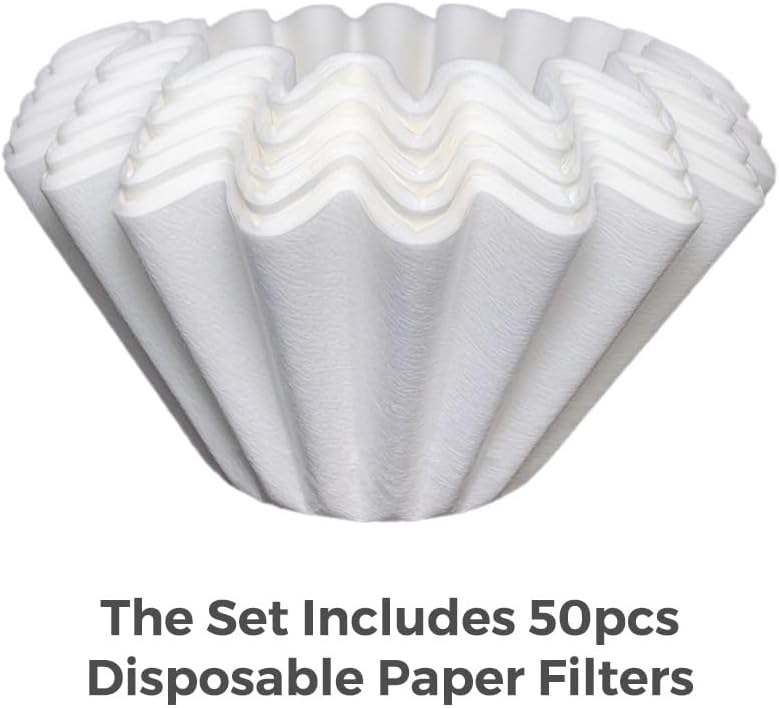 AGOGO Camping Pour Over Coffeemaker Set with Paper Filter Stainless Steel (Black, 600ml)