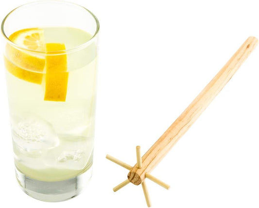 Restaurantware Bar Lux 11.25 Inch Swizzle Stick 1 Le Bois Lele Design Cocktail Muddler - Multi-Pronged End For Ti Punch or Barbados Red Rum Swizzle Natural Wood Drink Stirrer Stick