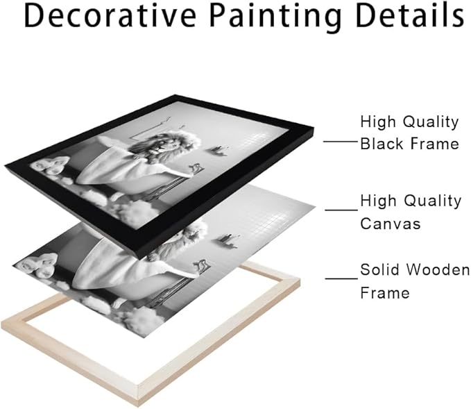 Black and White Lion Canvas Wall Art Bathroom Pictures Paintings - Image 2