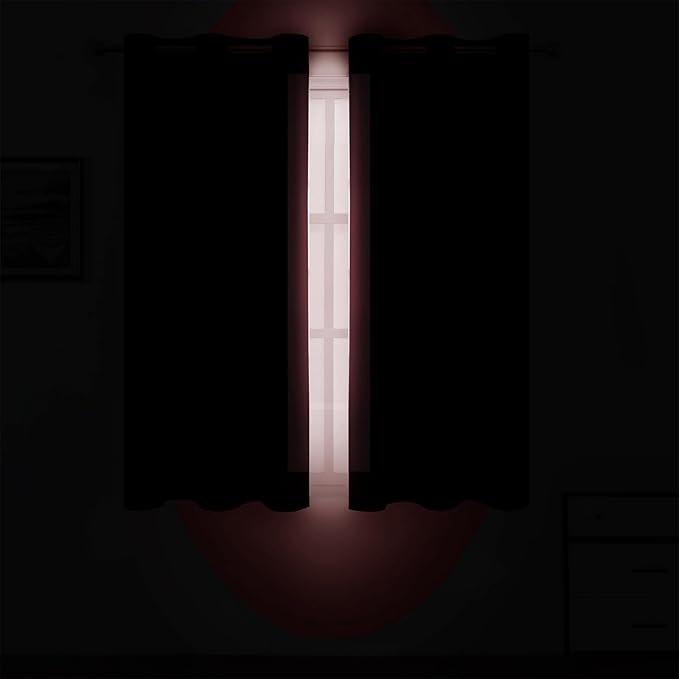 LEMOMO Burgundy Red Blackout Curtains 42 x 54 Inch Length Set of 2 Panels - Image 3