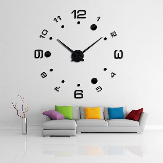 DIY 3D Wall Clock Large Frameless Watch Mirror Surface Wall Art Clock - Image 2