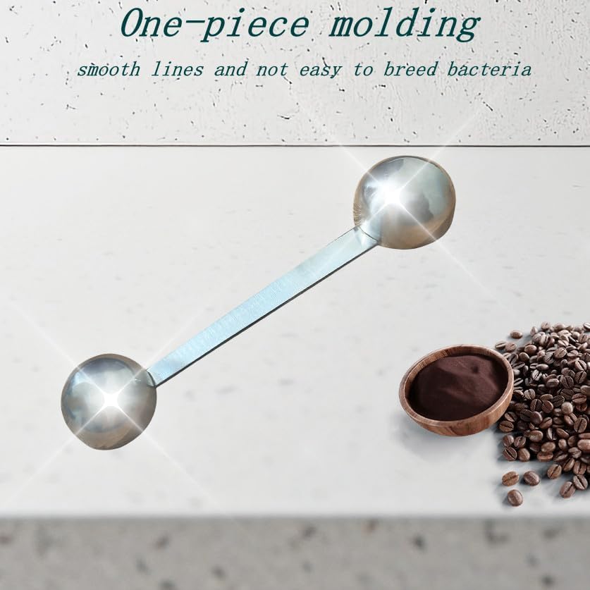 CoaGu Stainless Steel Coffee Scoop: Dual-Measure 1 Tbsp & 2 Tbsp Long Handle Tablespoon for Precise Scooping from Large Coffee Bags or Baking Ingredients
