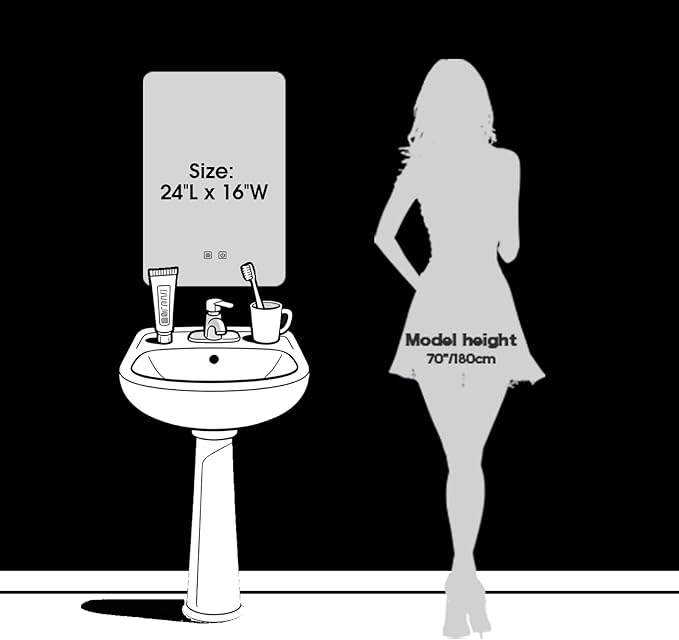 LED Bathroom Mirror, 16 x 24 Inch Anti-Fog Bathroom Mirror - Image 5