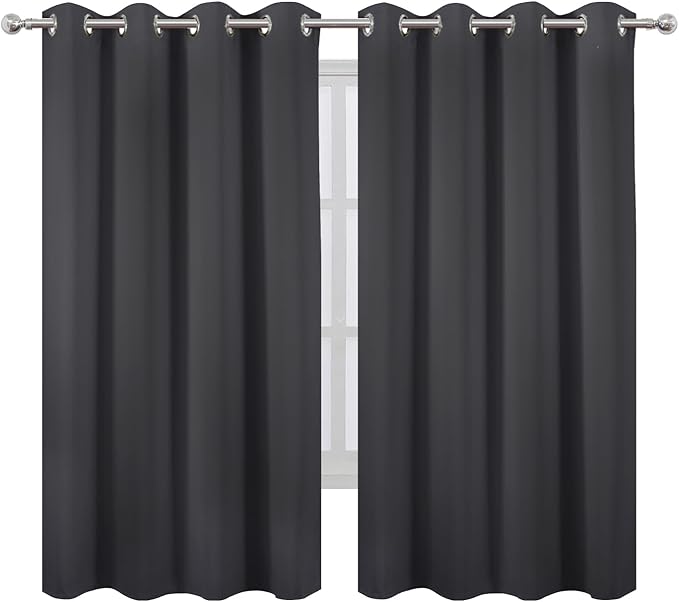 LEMOMO Dark Grey Blackout Curtains 52 x 63 Inch Length/Set of 2 Curtain - Image 2
