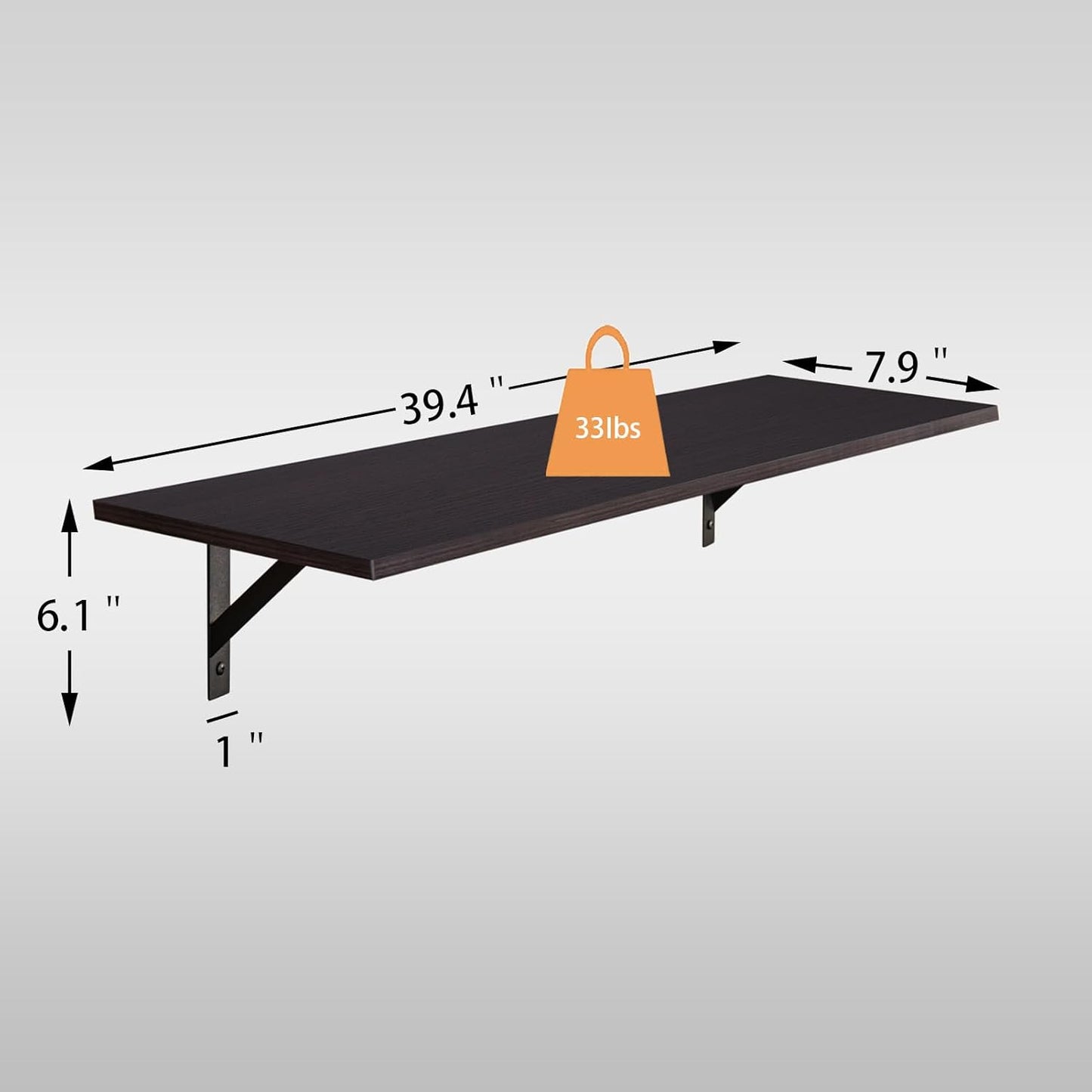 DINZI LVJ Long Wall Shelves, 39.4Inch Wall Mounted Shelves Set of 2, Extra Large Wall Storage Ledges with Sturdy Metal Brackets for Living Room, Bathroom, Bedroom, Kitchen, Espresso