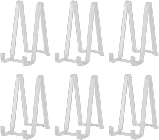 Plate Stands for Display - Plastic Easel Stand Plate Holder Display Stand Picture Frame Stand for Pictures | Photo|Decorative Plate |Dish | Tabletop Art - 6 inch-Clear