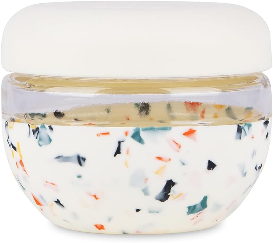 W&P Porter Seal Tight Glass Food Storage Container with Lid, Terrazzo Cream 16oz, Leak & Spill Proof Meal Prep Container, Microwave & Dishwasher Safe, Borosilicate Glass
