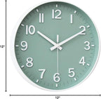 HZDHCLH Green Wall Clocks Battery Operated, 12 inch Silent Non Ticking Modern - Image 8