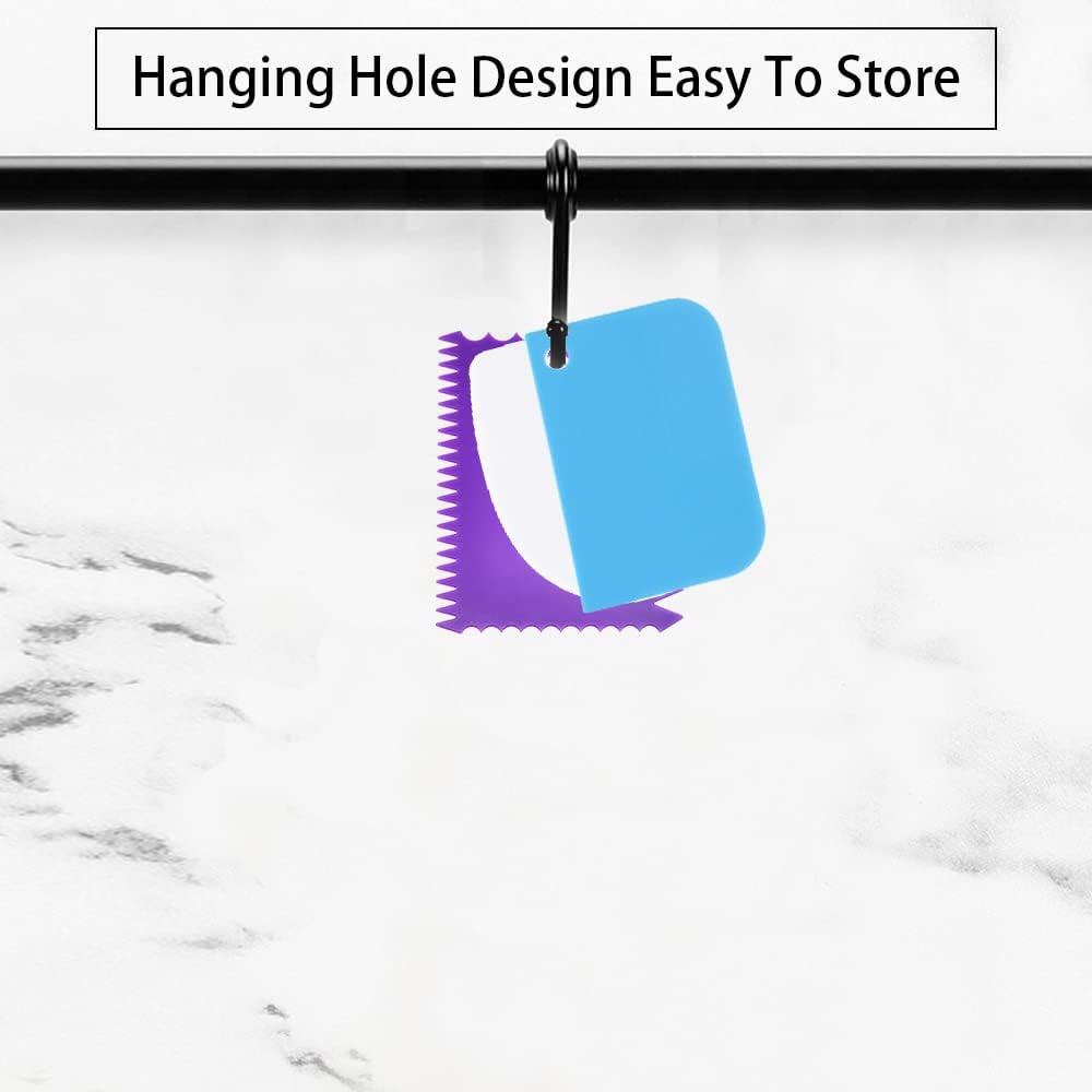 Cake Smoother Scraper Dough Scraper Tools Set,Cake Icing Scraper Smoother,Reusable Bread Cream Pizza Cutter,Flexible Plastic Pastry Cutter,For Baking Cake Edge Stripe Decorating Comb(5Pcs,Multicolor)